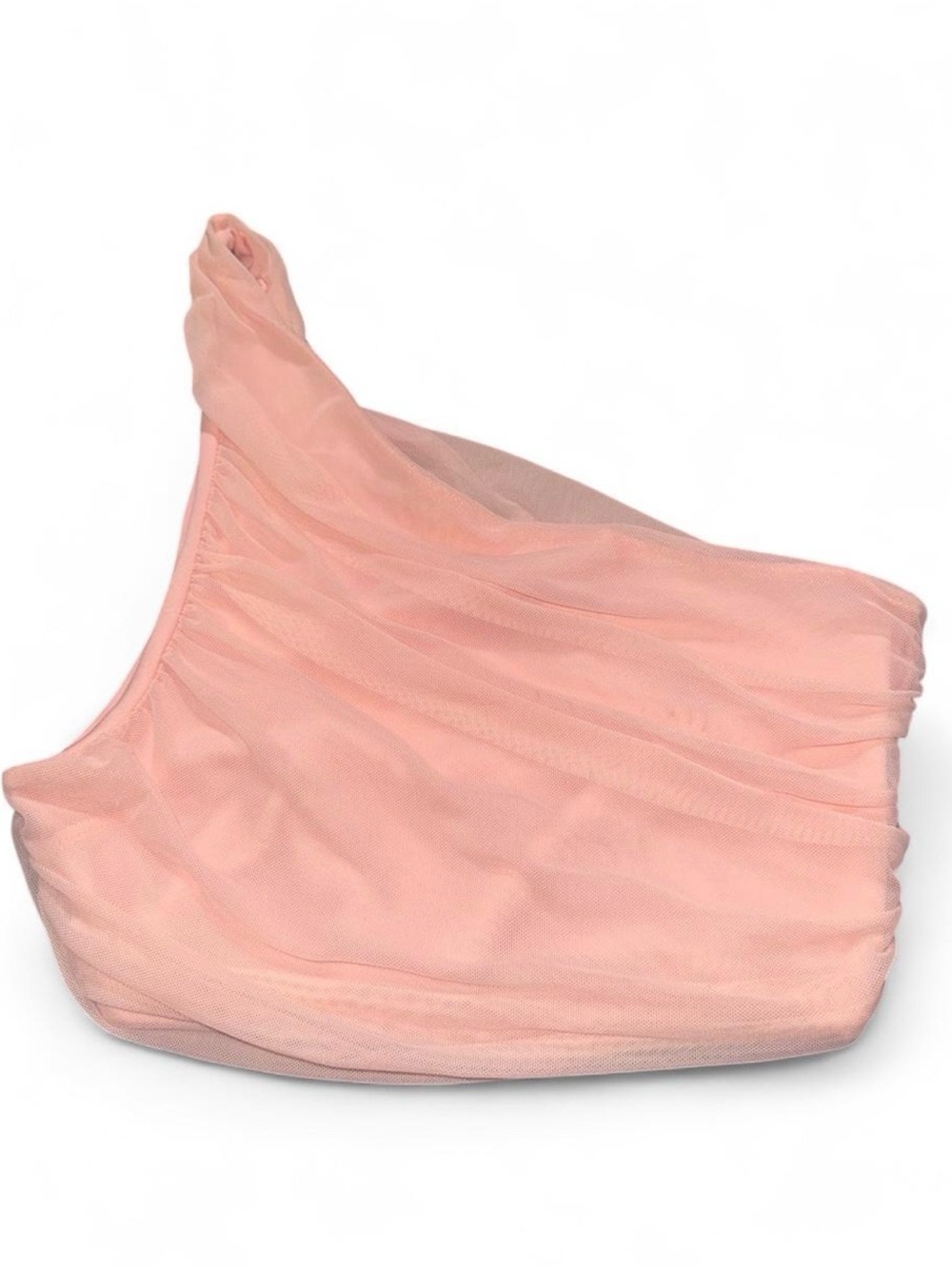 Fashion Nova One-Shoulder Mesh Crop Top - Peach